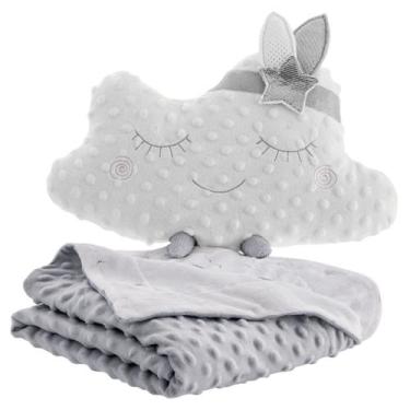 Imagem de Edredom Baby Jolitex Relevo Com Almofada Nuvem Cinza