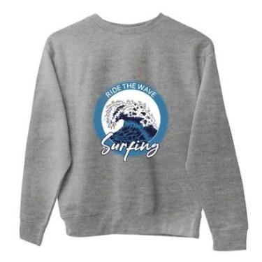 Imagem de Moletom de Frio Unissex Algodao Poliester Blusa Fechada Quente Para Treino Estampa Surf Moderna-Unissex