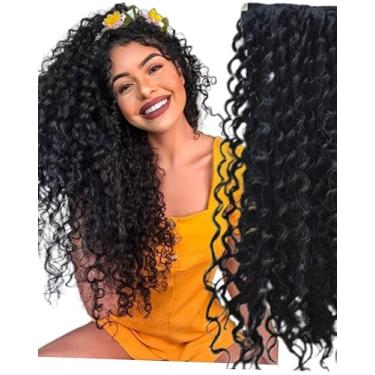 Imagem de Aplique Cabelo Cacheados Aplique Tic Tac Orgânico Bio Vegetal 60cm preto