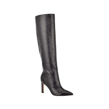 Imagem de NINE WEST Botas femininas Maxim camurça bico fino na altura do joelho, Crocodilo preto, 11