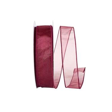 Imagem de Reliant Ribbon 99908W-090-09K Fita de borda com fio transparente, 3,8 cm x 50 metros, vinho