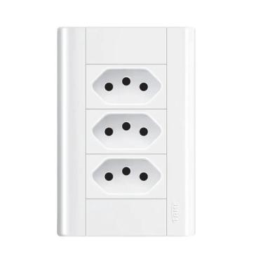Imagem de Tomada Tripla 10a/250v Com Placa 4x2 Fame Modulare, Branco