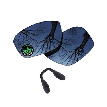 Imagem de Raydi Lentes de reposição de policarbonato e protetores de nariz para óculos de sol retangulares Oakley Split Shot OO9416, Espelhado cromado preto - polarizado, One Size