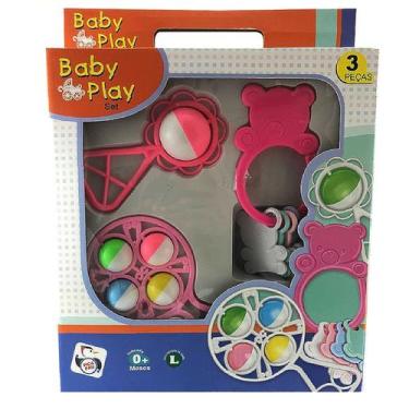 Imagem de Brinquedo Bebê Didático Com Chocalho Mordedor 3 Peças Baby - Pica Pau