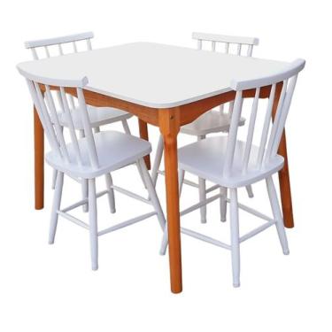 Imagem de Jogo De Jantar Colonial Brisa Mesa 110x80cm 04 Cadeiras Mel, Rustico T
