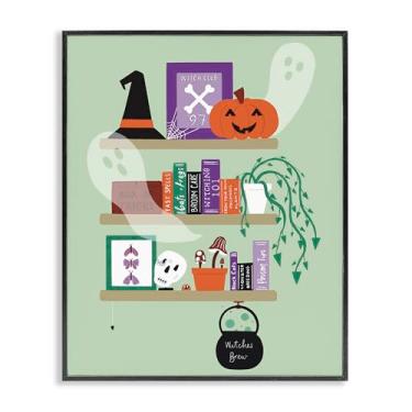 Imagem de Stupell Industries Witchy Halloween Bookshelf Black Framed Giclee Art, design by Sazerelli Designs, 11 x 14