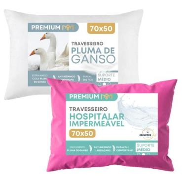 Imagem de Travesseiro Impermeável Toque Pluma De Ganso Antialérgico Anti Mofo Pl