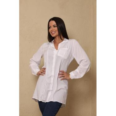 Imagem de Camisão Feminino Chamise Longa Com Manga Comprida Chemise Com Bolso Ca