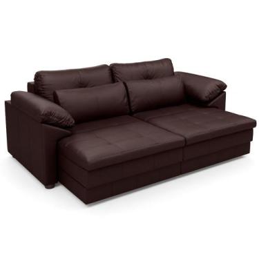 Imagem de Sofá Retrátil Para Sala de Estar 3 Lugares 250cm Riza S03 Couro Carame