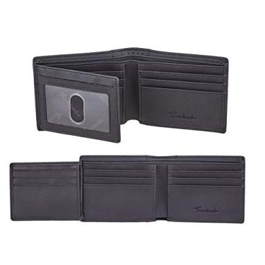 Imagem de Carteira masculina Travelambo de couro genuíno com bloqueio de RFID, carteira dobrável para identidade esquerda, Napa Black, One Size