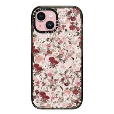 Imagem de CASETiFY Capa Impact para iPhone 15 [Fina/2,5 m. Proteção contra quedas de grau militar 4X/Compatível com carregamento sem fio] - Vintage Flower Monday - Preto transparente