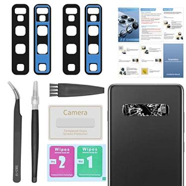 Imagem de Pacote com 2 para Samsung Galaxy S10/S10 Plus lente traseira traseira substituição de vidro com adesivo pré-instalado, inclui conjunto de ferramentas de reparo + manual de instalação + protetor de