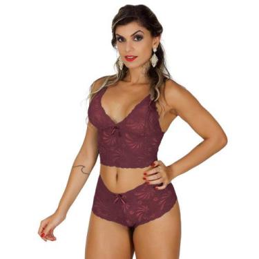 Imagem de Conjunto Sem Bojo Rendado Vamp Calesson Cropped Sensual Lingerie Linha