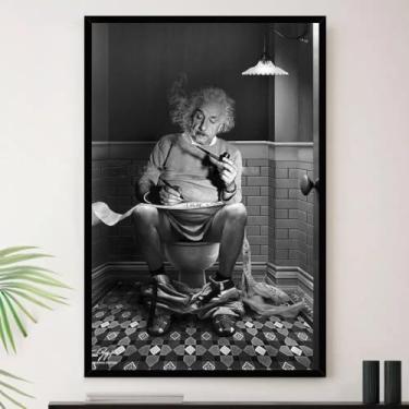 Imagem de Genérico, Quadro Einstein Banheiro Jornal Papel Decorativo A4 23x33cm