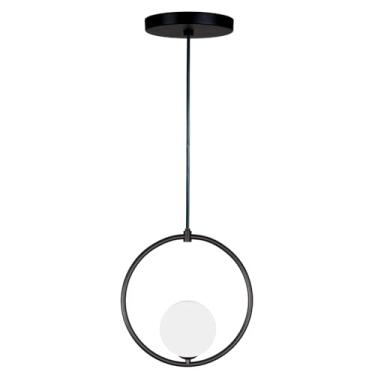 Imagem de Pendente Jabuticaba Luminária Moderna em Metal Preto ou Dourado com Globo de Vidro Branco Leitoso para Lâmpada G9 Lustre para Quarto Luminaria para Cozinha Sala Escritóro Lavabo (Preto)