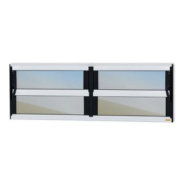 Imagem de Janela De Aluminio Basculante 2 Seções Elite Vidro Reflex 40cm X 240cm Brimak Mix Preto