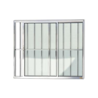 Imagem de Janela Confort 2 Folhas Com Grade Vidro Liso 120cm X 120cm Brimak Brilhante