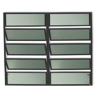 Imagem de Janela De Aluminio Basculante 2 Seções Plus Vidro Boreal 100cm X 200cm Brimak Preto