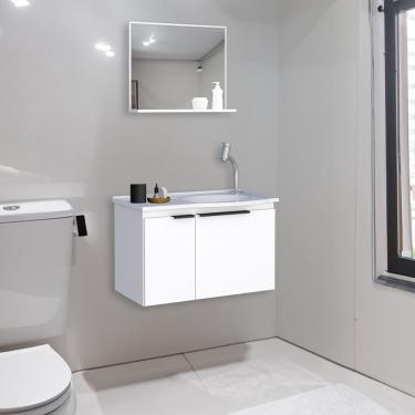 Imagem de Gabinete Para Banheiro Com Espelho E Lavatório Branco