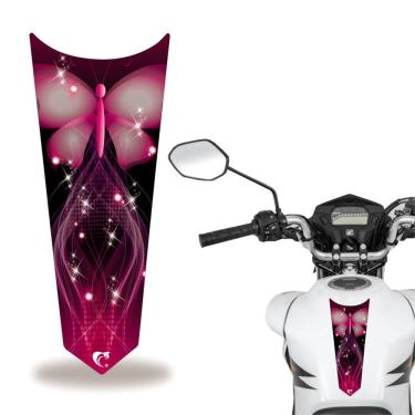 Imagem de Adesivo Faixa Gravata Tanque Moto Cg 160 125 Titan Fan Borboleta Rosa