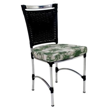 Imagem de Cadeira Em Alumínio E Fibra Sintética Jk Cozinha Edícula Preto E Trancoso