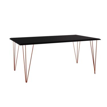 Imagem de Mesa De Jantar Industrial Clips De Ferro Cobre Tampo Retangular Preto 135X75 Cor: Preto