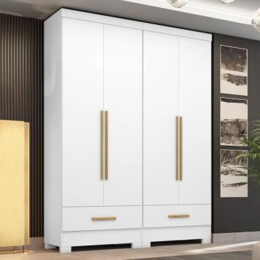 Imagem de Quarto Modulado 2 Peças 4 Portas 2 Gavetas Smart Plus Espresso Móveis Branco