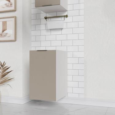 Imagem de Balcão 1 Porta 40cm Sem Tampo Sem Rodapé Puxador 150cm Ipanema Cabecasa Madeiramadeira Fendi Trama/branco