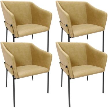 Imagem de Kit 4 Cadeiras Para Sala De Jantar Estar Living Olívia L02 Couríssimo Fendi - Lyam Decor