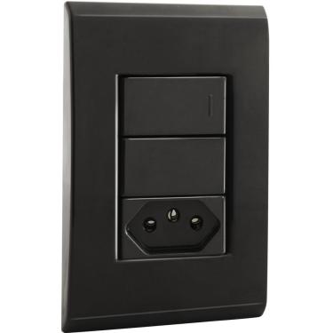 Imagem de Conjunto 4x2 Com 1 Interruptor Simples 10 A 250 V E 1 Tomada 2p T 10 A 250 V Tramontina Liz Grafite