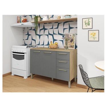 Imagem de Balcão De Pia Ambiente Mad Versalhes 120 Cm Com Tampo Freijó Gris - Kits Paraná