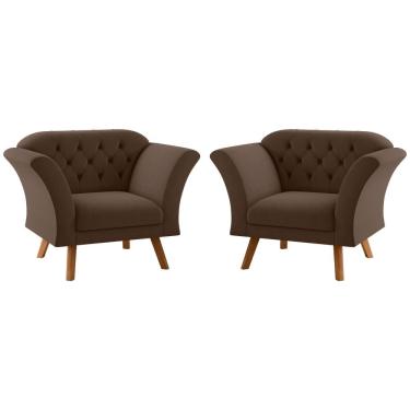 Imagem de Conjunto Poltrona Decorativa Roseira Inca Marrom