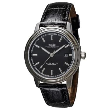 Imagem de TIMEX Relógio masculino TW2Y23000, Timex, Waterbury, corda automática, resistente à água até 5 ATM, vidro mineral, mostrador preto, aço inoxidável, preto