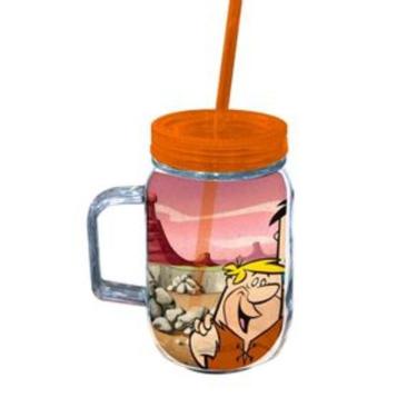 Imagem de Copo Caneca Com Canudo Barney E Fred Flintstones