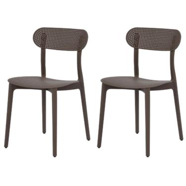 Imagem de Kit 2 Cadeiras Área Externa Verte Rivatti Fibra Natural Sustentável Polipropileno Café Proteção Uv