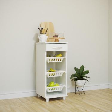 Imagem de Fruteira Para Cozinha 1 Gaveta 3 Bandejas Branco