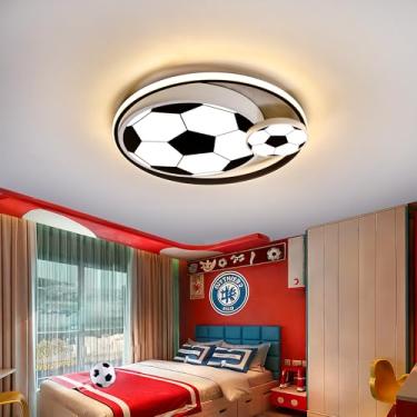 Imagem de YCMGEAD Luminária De Teto Led Futebol 15,7 Pol. Com Desenho Animado Para Quarto Infantil, 47 W Luzes Noturnas 3000-6000 K, Brinquedos Berçário