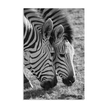 Imagem de SDYJ6GSW Imagens de animais em preto e branco para decoração de parede Duas cabeças de cavalo zebra imagem de animal impressão de imagem de cavalo pintura de arte de parede zebra decoração de parede