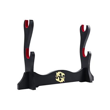 Imagem de GUIIYLGG Suporte Para Espadas Japonês Acolchoado Em Veludo Katana, Exibição De Samurai, Todos Os Yin E Yang, 2 Níveis