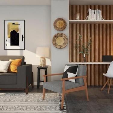 Imagem de Poltrona Marcela Natural e Cinza - Mobly