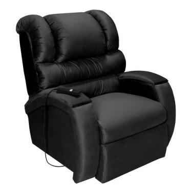 Imagem de Poltrona Reclinável Motorizada Imperial Suede Preta - Império Estofado