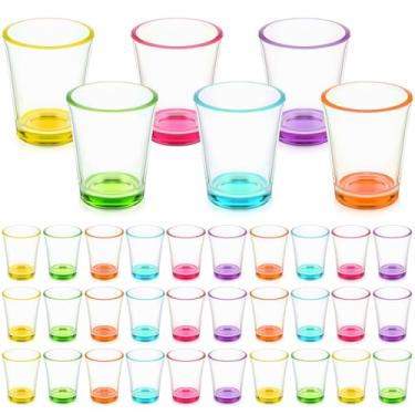 Imagem de Sabary 36 peças de copos redondos coloridos de 42,5 g com base pesada conjunto de copos de shot fofo arco-íris soju canecas de cerveja a granel para vodca, uísque, tequila, expresso, bebidas