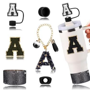 Imagem de Conjunto de acessórios para copos Stanley, incluindo 2 peças de capa de canudo de 1 cm, 1 conjunto de 3 tampas de silicone à prova de derramamento, 1 pingente de alça de flor fofo, 1 bota de silicone