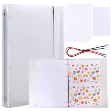 Imagem de CHGCRAFT 40 folhas de papel de liberação em branco, refil de papel para colecionar adesivos, conjuntos de capas reutilizáveis com 2 peças de cordas para 6 anéis, organizador, fichário, álbuns, livros