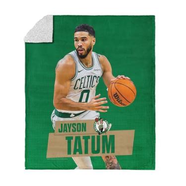 Imagem de Northwest Cobertor NBA Boston Celtics Jayson Tatum Silk Touch sherpa, aconchegante para todas as estações, leve para sofá, roupa de cama para meninos e meninas, 127 x 152 cm