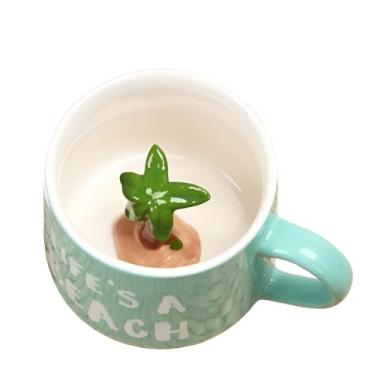 Imagem de NOSCOMP Xícara de café requintada de desenho animado, caneca de café 3D, feita com cerâmica, aplicável para uso no escritório, adequada para chá quente e frio com leite e café (coqueiro, 400 ml)