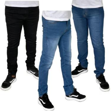 Imagem de Kit 3 Calças Jeans premium Elastano Lycra Slim Fit  ORIGINAL - Teucati