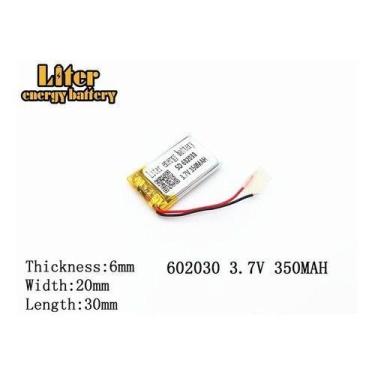 Imagem de Bateria 3,7v 350mah  6mm X 20mm X 30mm  2 Fios - bgb