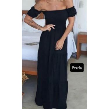 Imagem de Vestido Longo Ciganinha Ombro a Ombro Camadas com Lastex - DINÉIA CINT