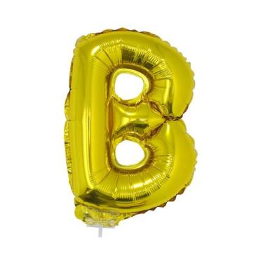 Imagem de Balão Metalizado 16" Funny Letra B Dourado com Suporte, UNICA